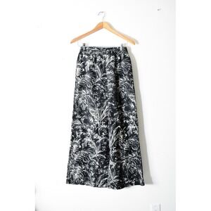 SAIPH Wide Leg Pants Women S Black White Modern Tropical Botanical Palazzo